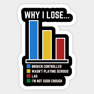 Why I lose Funny Video Gaming Sticker